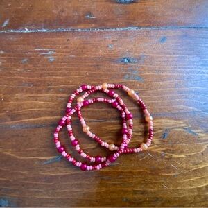 Vibrant Beaded Bracelet Set - Red and Orange